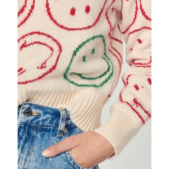 SANDRO X Smiley wool and cashmere blend Crewneck sweater NEW - Picture 4 of 10